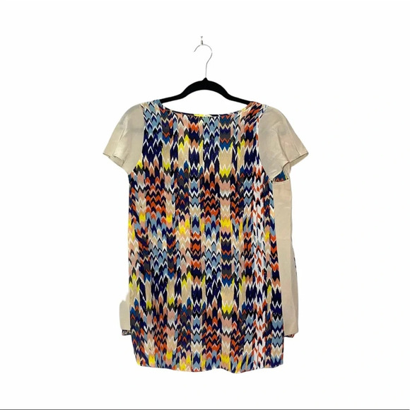 Anthropologie Maeve 100% Silk Multicolor Chevron Print Blouse Small Women’s - Picture 8 of 14